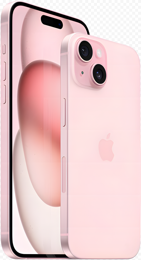 Apple iPhone 15 Pink Plus PNG Front and Back