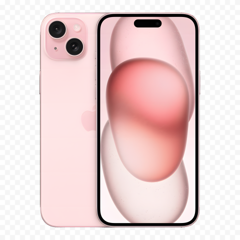 Apple iphone 15 PNG plus pink front and back view