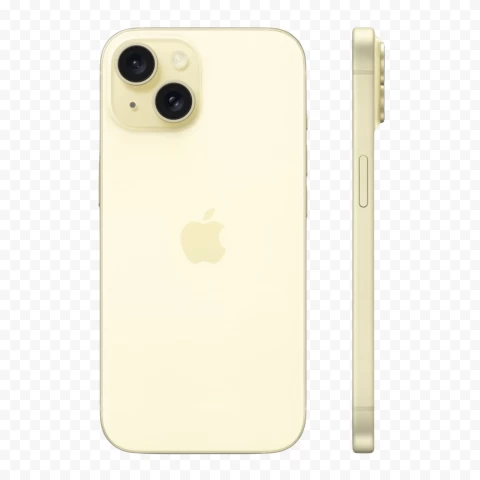 PNG Apple iphone 15 plus yellow Back and side view