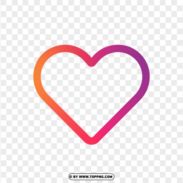 Gradient Big Heart Symbol With Thin Outline PNG Transparent Background