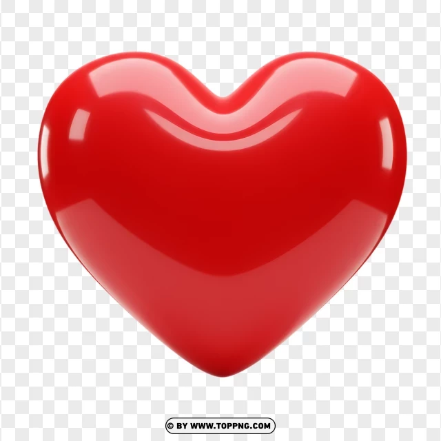 Large Shiny Red Heart Image With Reflection PNG Transparent Background