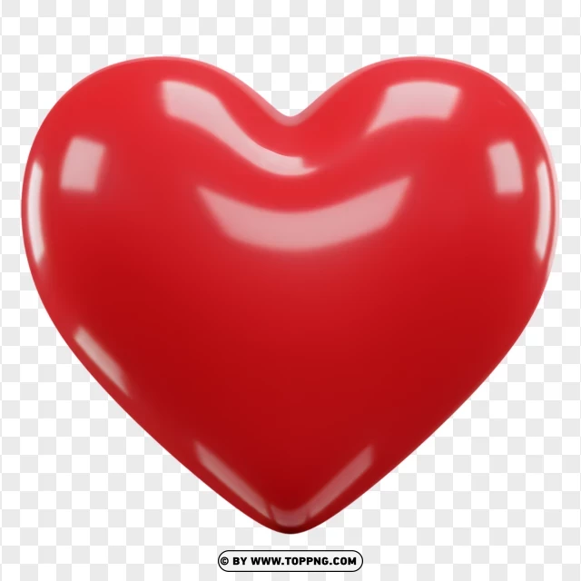 3D Big Heart Clipart With Reflective Shine PNG Transparent Background
