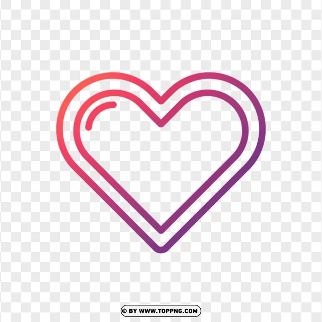 Outline Big Heart Drawing With Gradient Style PNG Transparent Background
