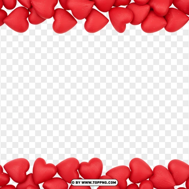 Heart Border With Red Floating Hearts PNG Transparent Background