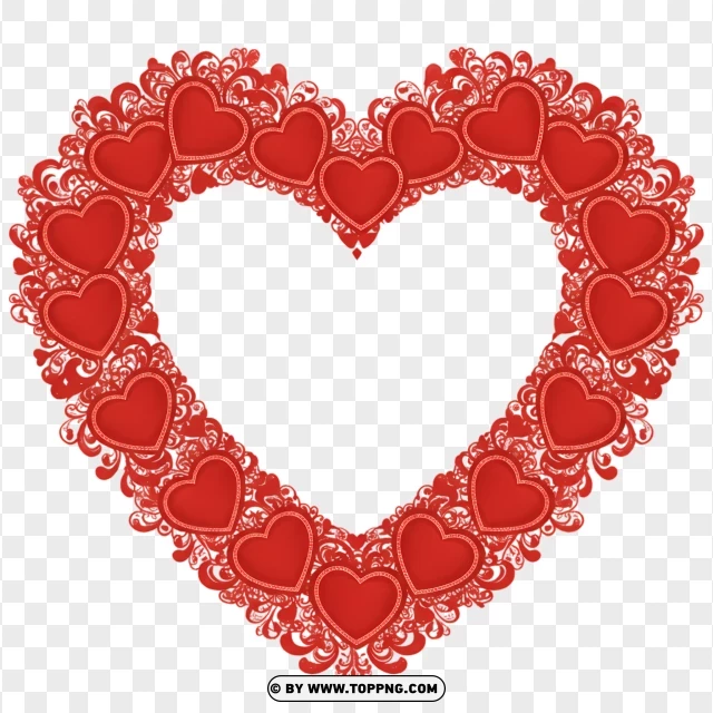 Romantic Heart Border With Small Hearts PNG Transparent Background