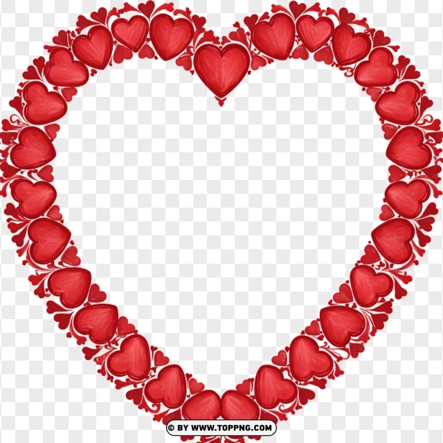 Red Decorative Heart Frame PNG Transparent Background