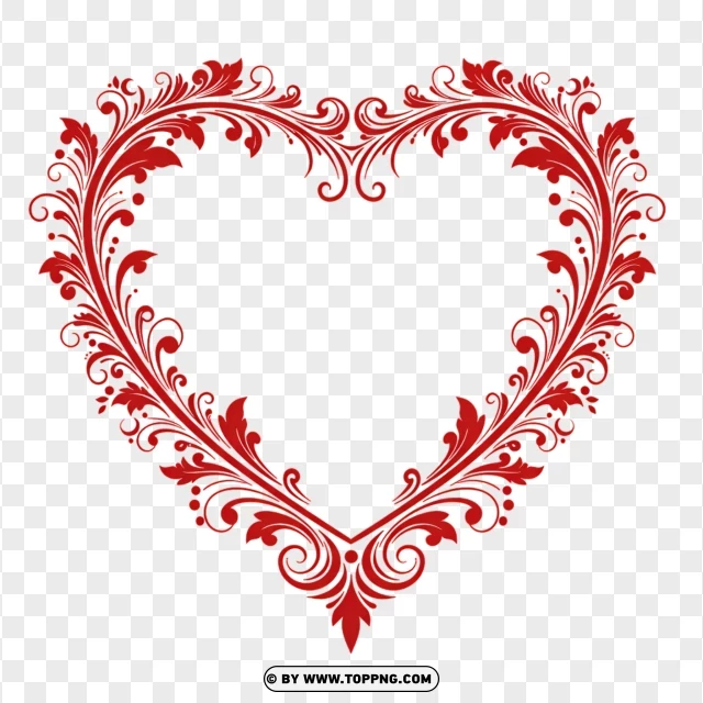 Heart Frame Clipart With Floral Decorations PNG Transparent Background