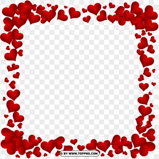 Heart Frame With Falling Red Hearts PNG Transparent Background