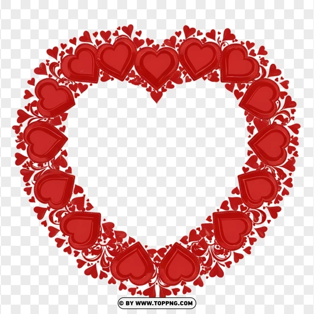 Beautiful Heart Borders With Decorative Elements PNG Transparent Background
