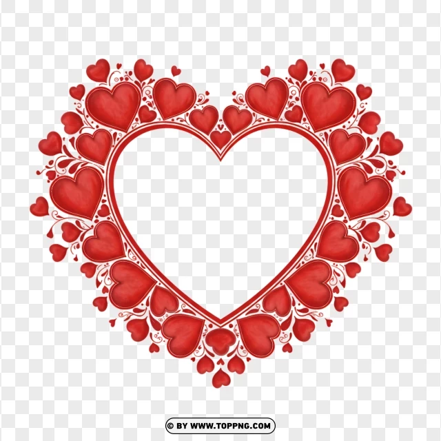 Valentine Heart Border With 3D Effect PNG Transparent Background