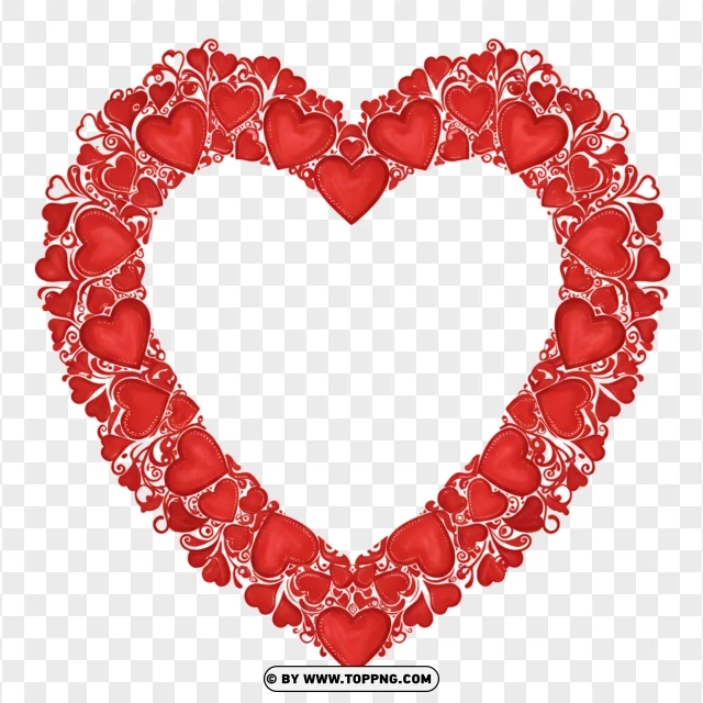 Heart Border For Photo Editing With Red Hearts PNG Transparent Background