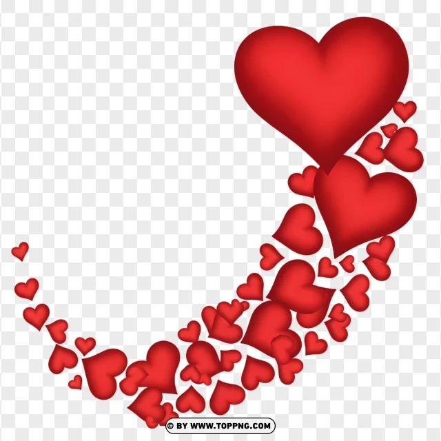Horizontal Heart Border With Flowing Hearts PNG Transparent Background