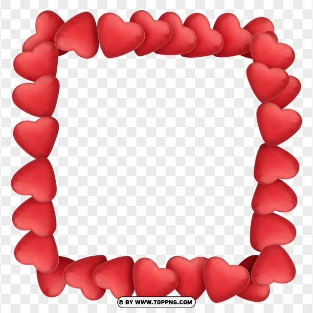 Frame Heart Border With Classic Red Hearts PNG Transparent Background
