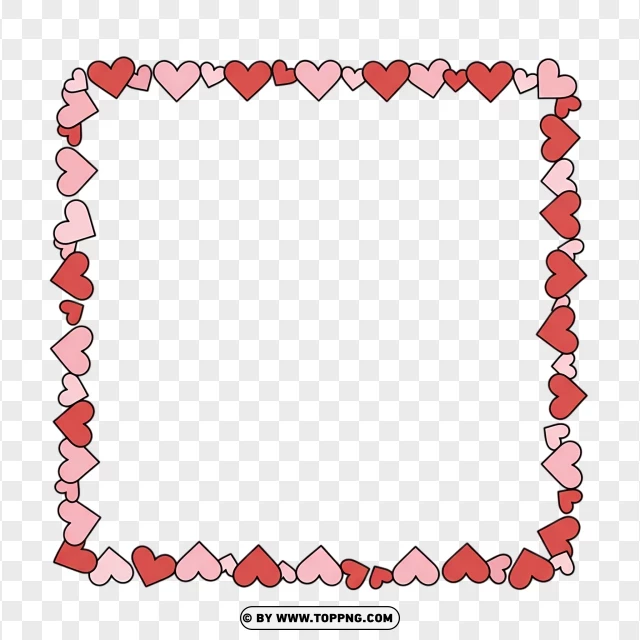 Elegant Heart Border Design With Small Hearts PNG Transparent Background