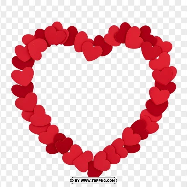 Heart Shape Border Clipart With Glossy Red Hearts PNG Transparent Background