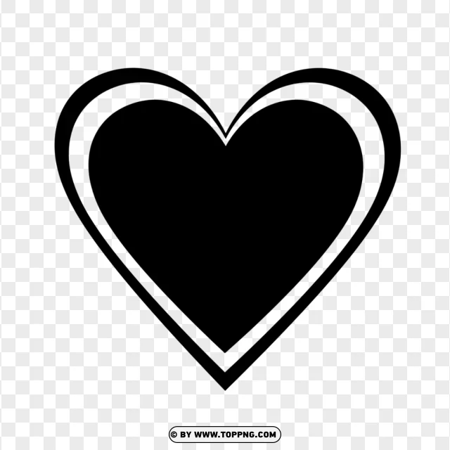 Bold Black Heart Shape Coloring Page PNG Transparent Background