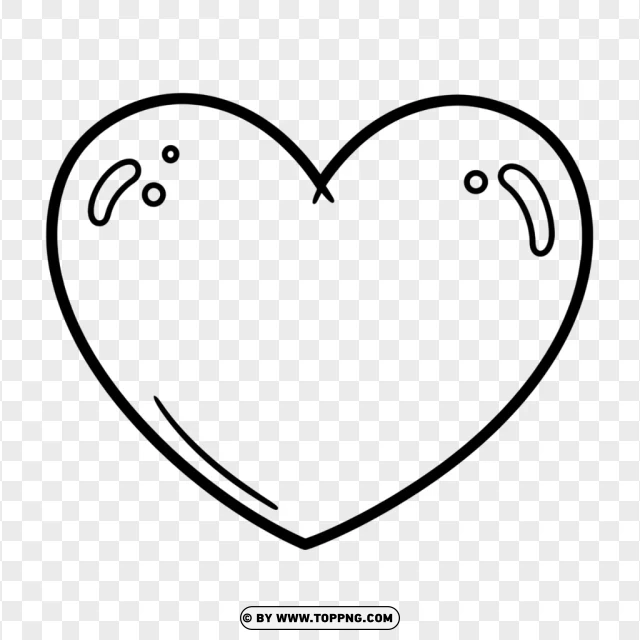 Simple Heart Outline Coloring Page Free Printable PNG Transparent Background