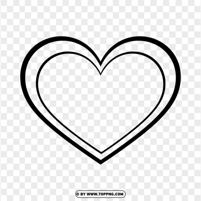 Double Heart Outline Coloring Page Printable PNG Transparent Background