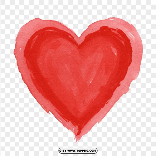 Heart Poster Art With Watercolor Style PNG Transparent Background