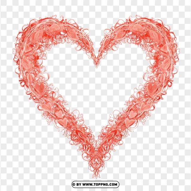 Heart Wall Art With Abstract Red Brush Strokes PNG Transparent Background