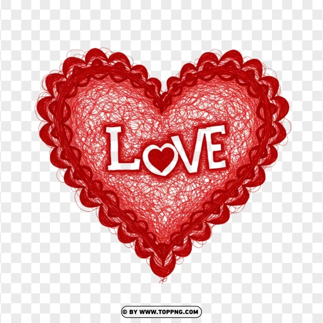 Heart Love Paintings With Romantic Text Design PNG Transparent Background