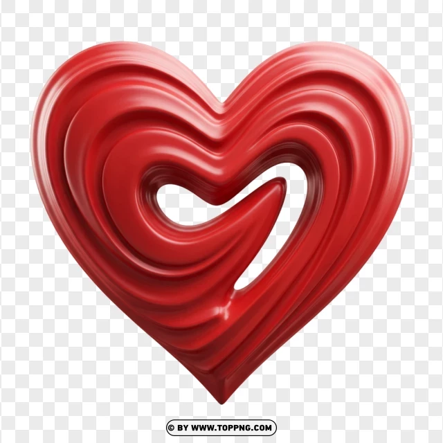 Abstract Heart Shape Art With Flowing Red Design PNG Transparent Background