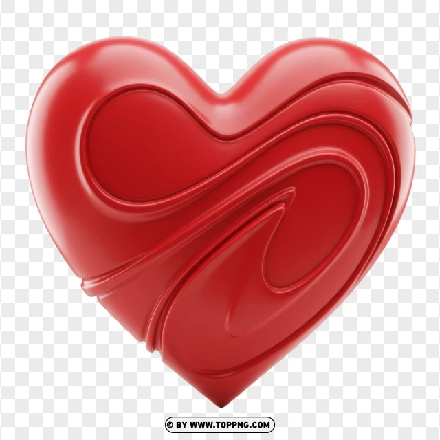 Swirled Heart Art With Glossy 3D Texture PNG Transparent Background