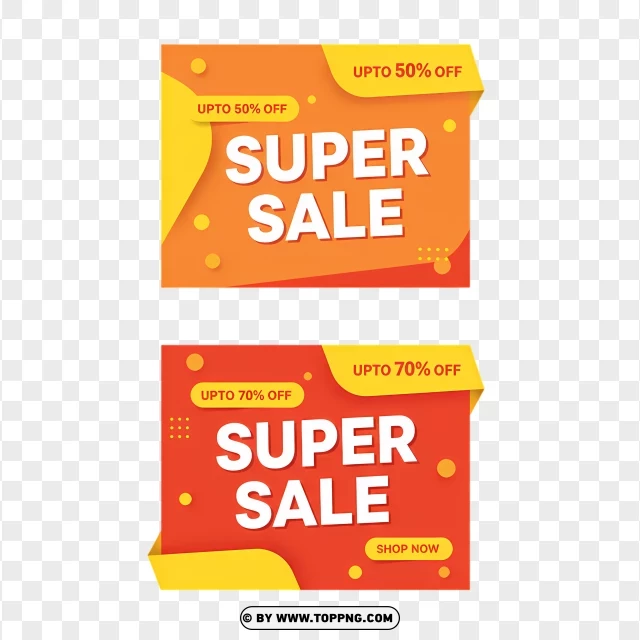 Super Sale Banner With Promotional Discount PNG Transparent Background