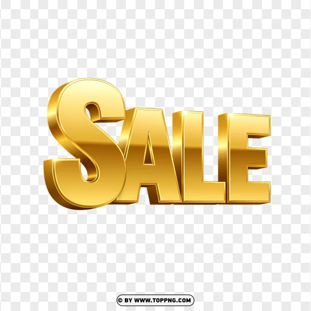 Gold Sale 3D Text For Marketing PNG Transparent Background