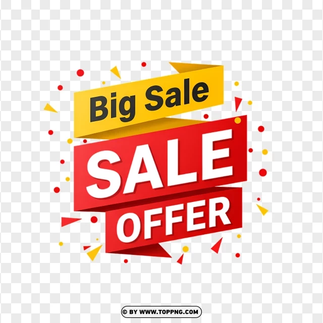 Big Sale Label With Promotional Discount PNG Transparent Background