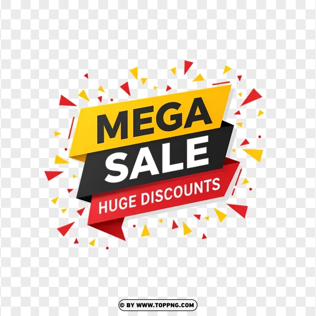 Mega Sale Sticker With Huge Discounts PNG Transparent Background