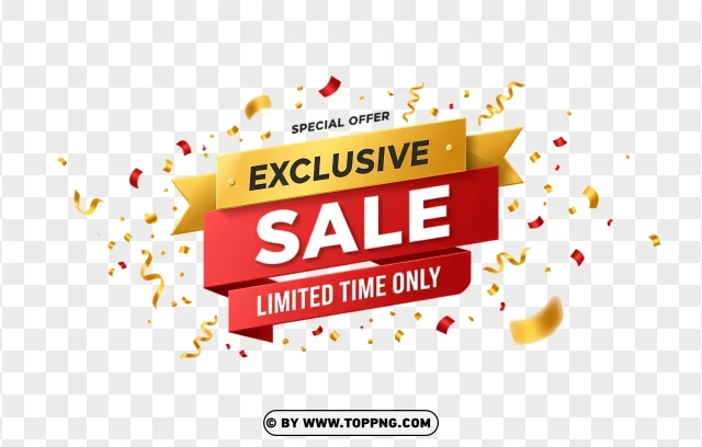 Exclusive Sale Label With Discount Offer PNG Transparent Background