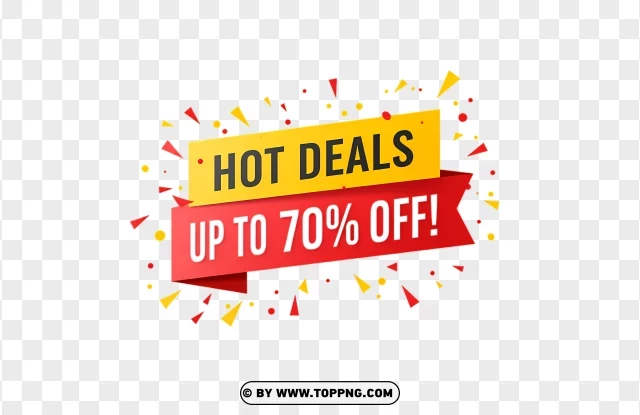 Hot Deals Sticker With 70% Off Discount PNG Transparent Background