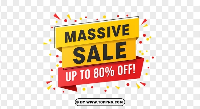 Massive Sale Label With Up To 80% Off PNG Transparent Background