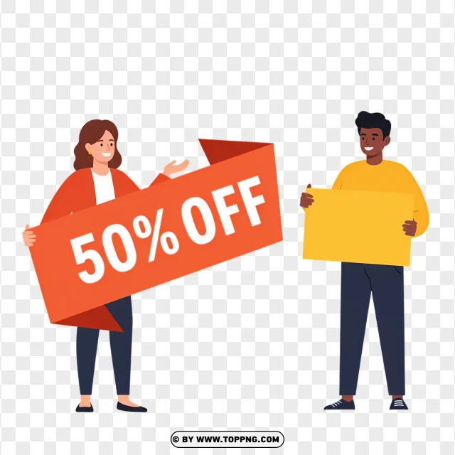 50% Off Sale Tag With Discount Promotion PNG Transparent Background