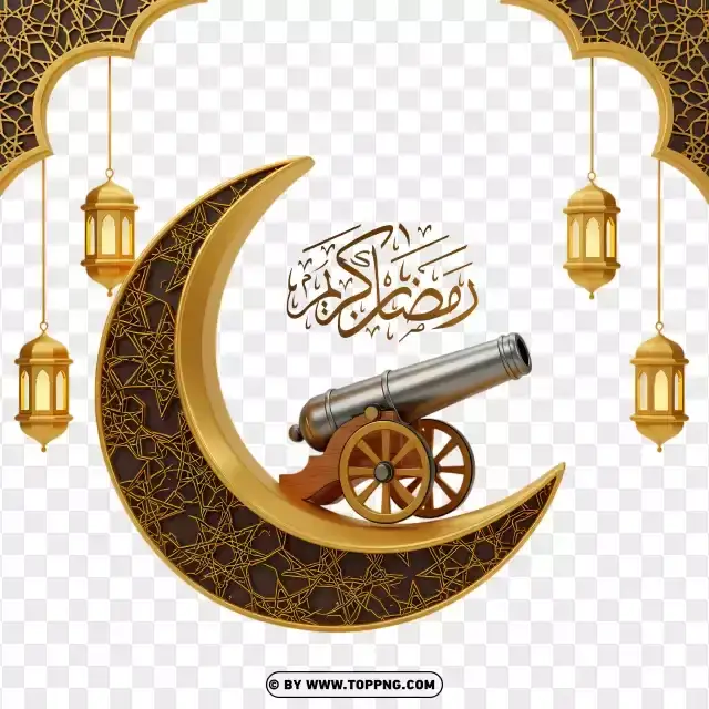 Fanoos Ramadan With Crescent Moon And Cannon PNG Transparent Background