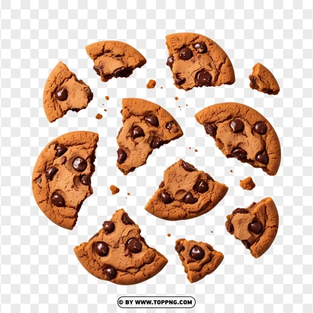 Chocolate Chip Cookies Cracked And Broken PNG Transparent Background