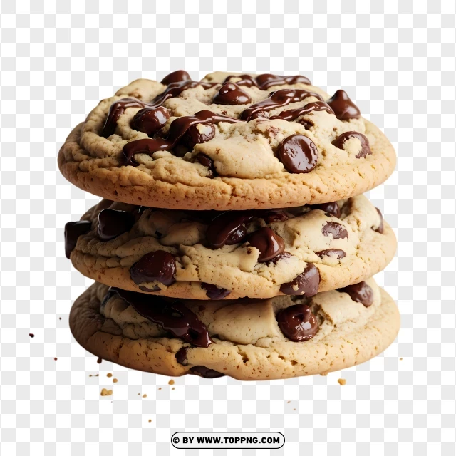 Stacked Chocolate Chip Cookies PNG Transparent Background