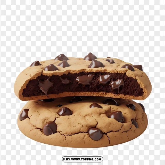 Stacked Fresh Chocolate Chip Cookies PNG Transparent Background
