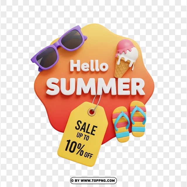 Summer Clearance Badge With Hello Sale Sticker PNG Transparent Background
