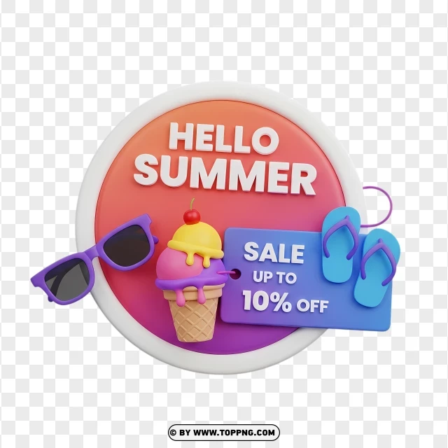Summer Sale Badge With Hello Discount Label PNG Transparent Background