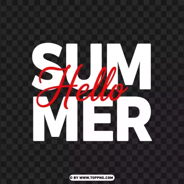 Hello Summer Typography Design PNG Transparent Background