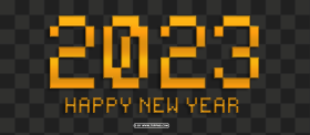 2023 Happy New Year Golden Pixel Design Png