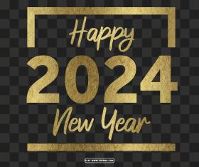 2024 Gold Happy New Year Design Png
