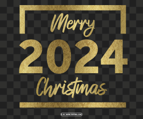 2024 Gold Merry Christmas Design Png