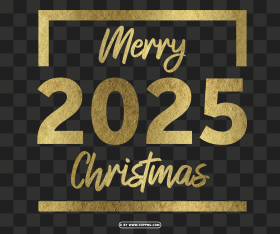 2025 Gold Merry Christmas Design Png