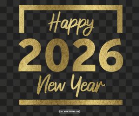2026 Gold Happy New Year Design Png