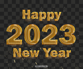 Gold Glitter 2023 Happy New Year Luxury Design Png