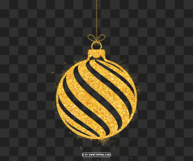 Gold Glitter Lines Ornament Ball Design Png