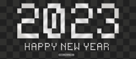 Silver 2023 Happy New Year Pixel Design Png